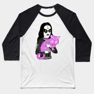 Metal Head with a Pink Cat 2020 Miskeldesign Baseball T-Shirt